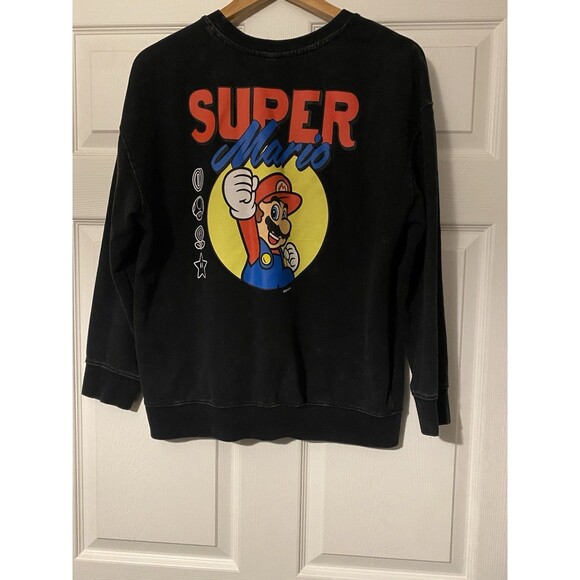 Super Mario Old Navy Black crew neck pullover sweatshirt Boys XL(14-16) - Picture 5 of 8